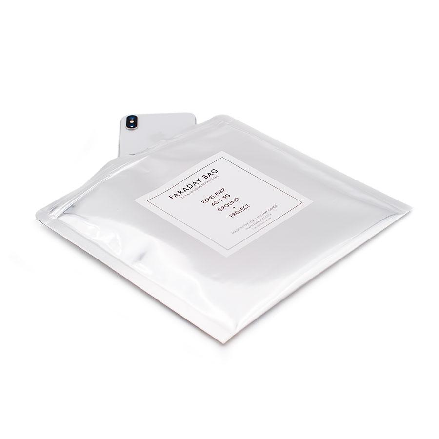 This is an 8x8 military grade Faraday Bag. Put your phone in it to protect you from your phone. It also protect your phone from any electromagnetic pulse or information getting stolen. It the highest quality faraday bag on the market.   If you need to sleep with your phone on, put it in the Faraday Bag without sealing it. It will quiet the invisible polarized waves to allow you to sleep better. The phone will still ring with it inside and your alarm will still go off and be heard.